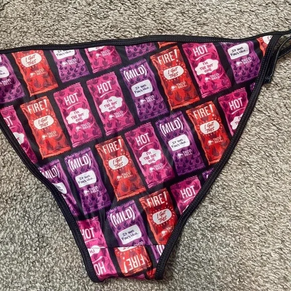 Taco Bell mild/fire/ hot sauce bikini bottoms with adjustable waist ties - Picture 3 of 7